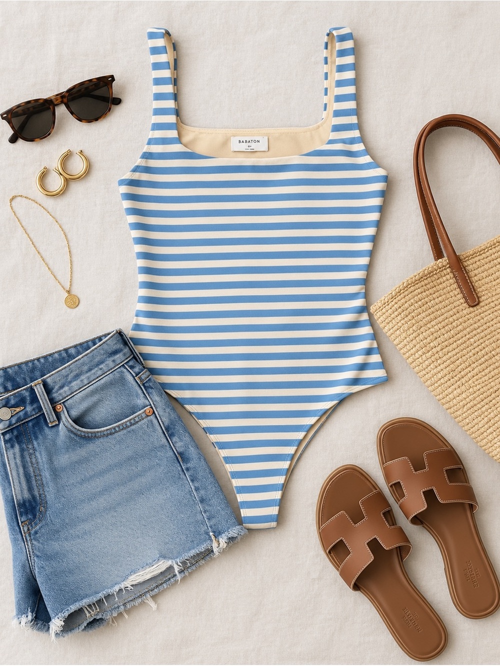 Aritzia Babaton Contour Body
Suit Striped Tank  — SIZE MED